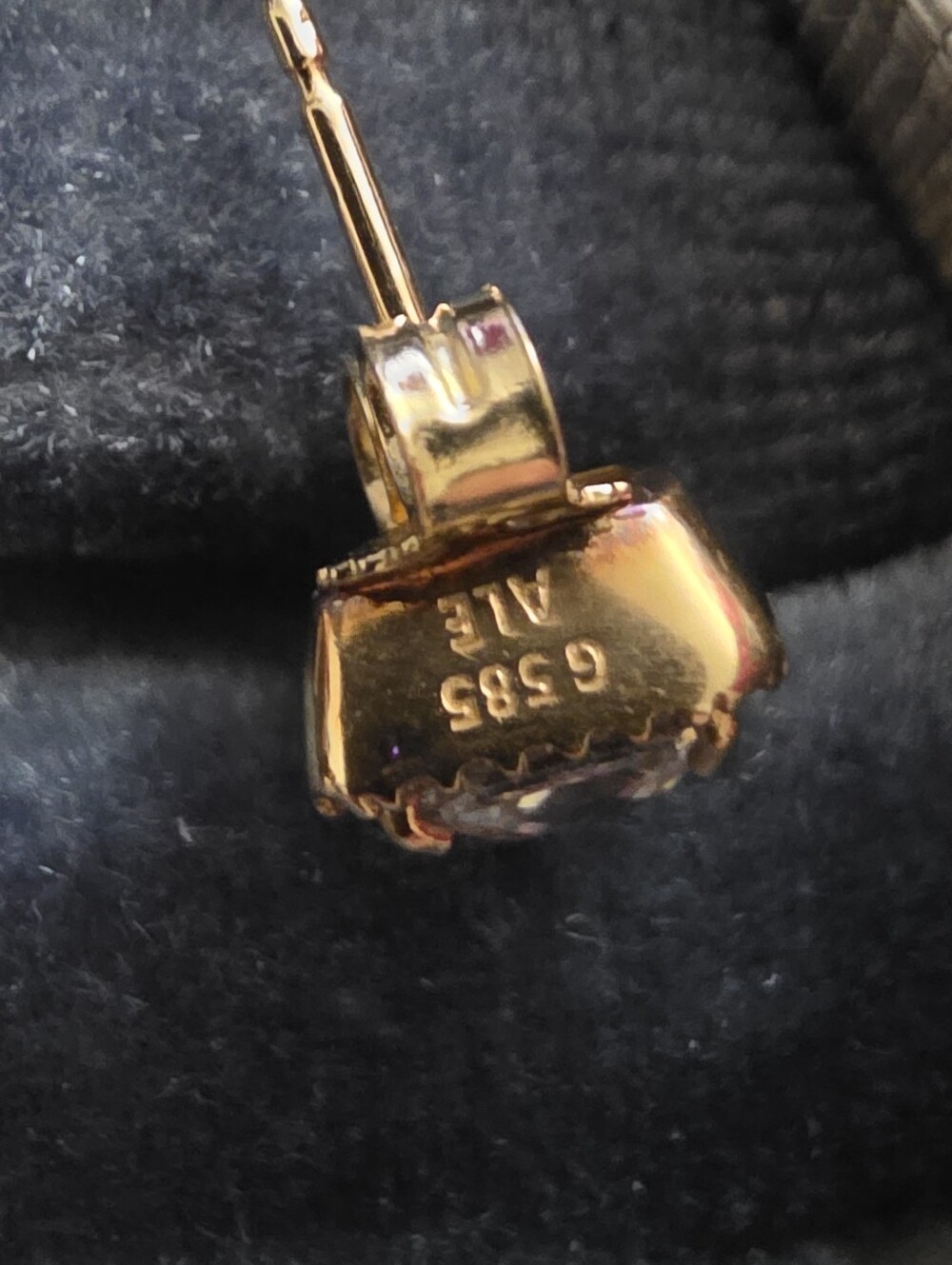 14k CZ Pandora Yellow Gold Stud Earrings (Vintage) - Picture 11 of 13